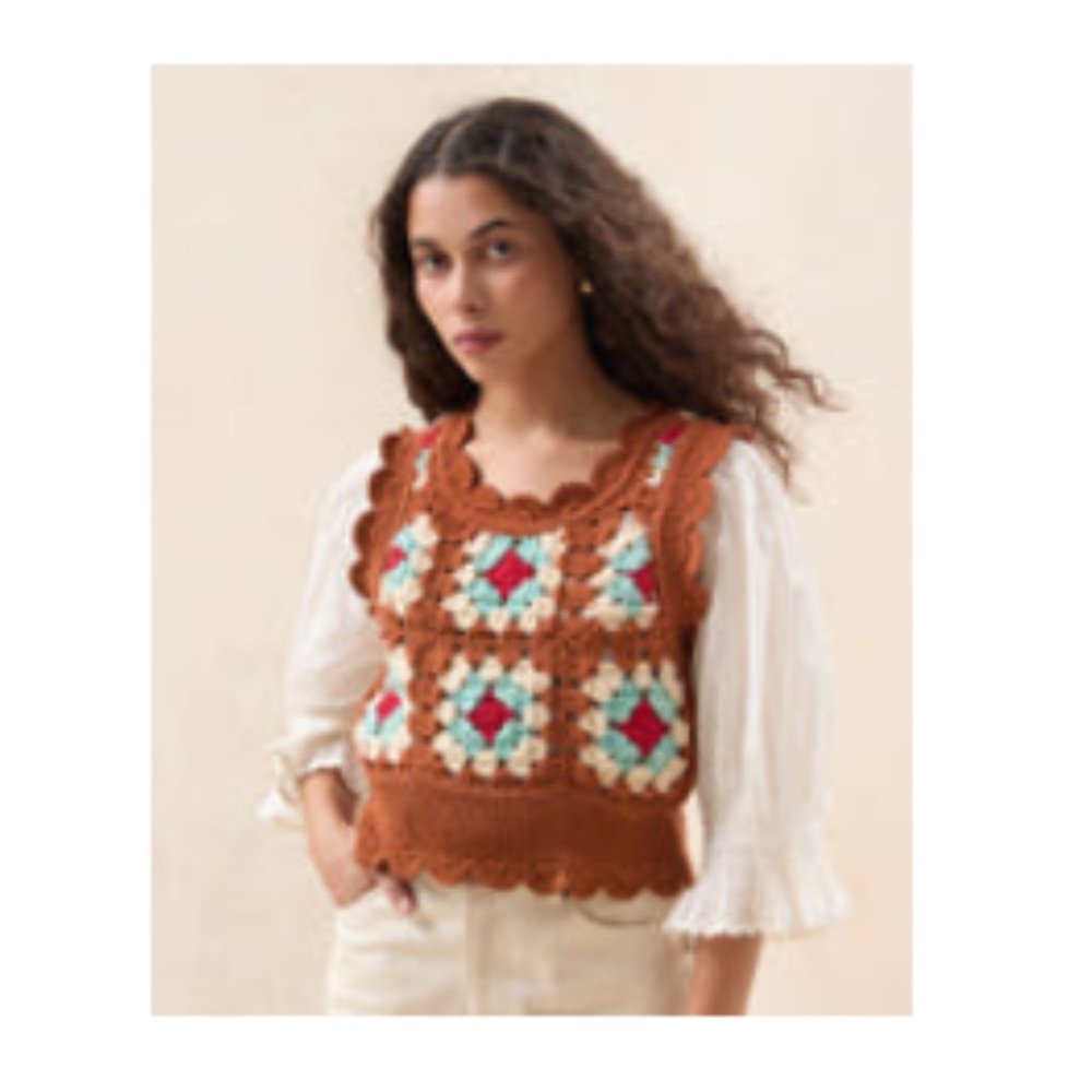 Loeffler Randall Eddie Brown/Cream Floral Vest